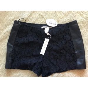Trina Turk Leather & Lace Shorts